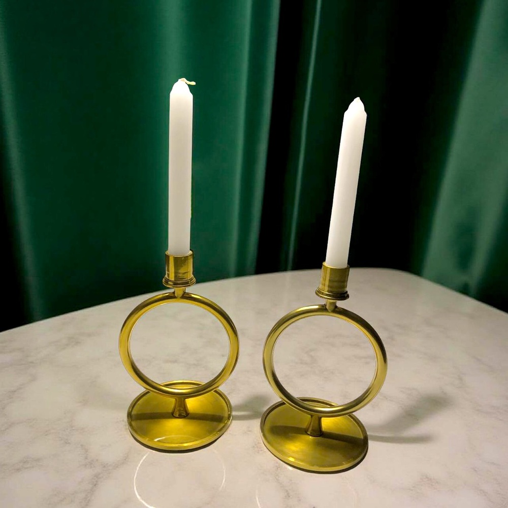 Pair of IKEA AROMATISK 20 cm/8” Metal Taper Candle Holder Modern Minimalist BNIB